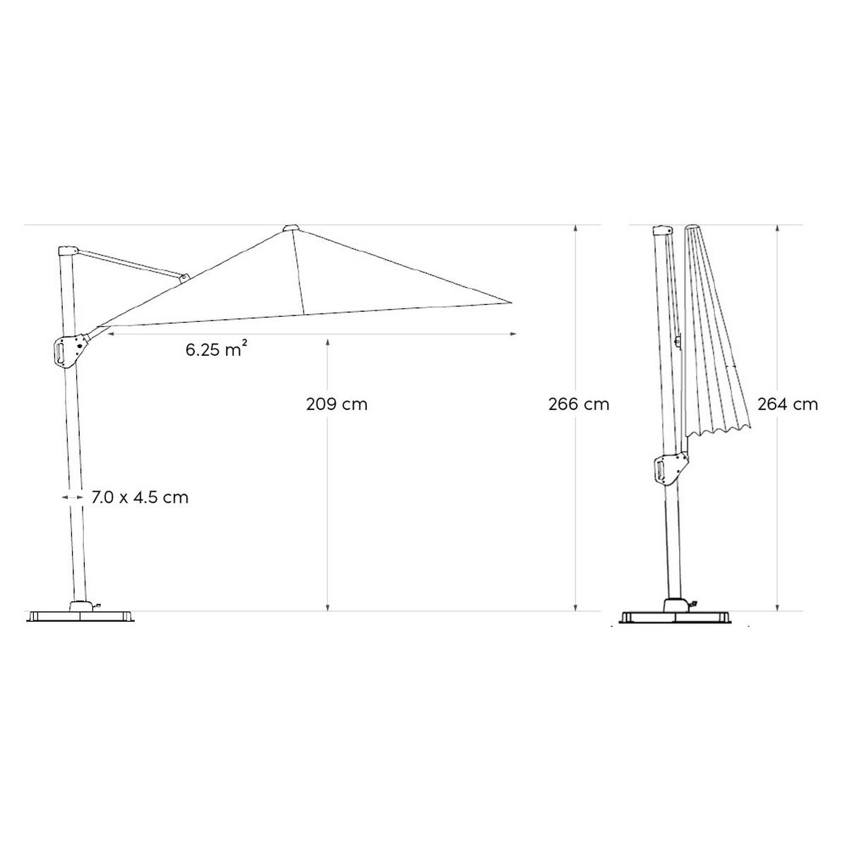 AMPELSCHIRM eckig 2.5 x 2.5 m Voyager T¹ Basic 360° kippbar creme/sand - Creme, Metall (250/250cm) - Platinum