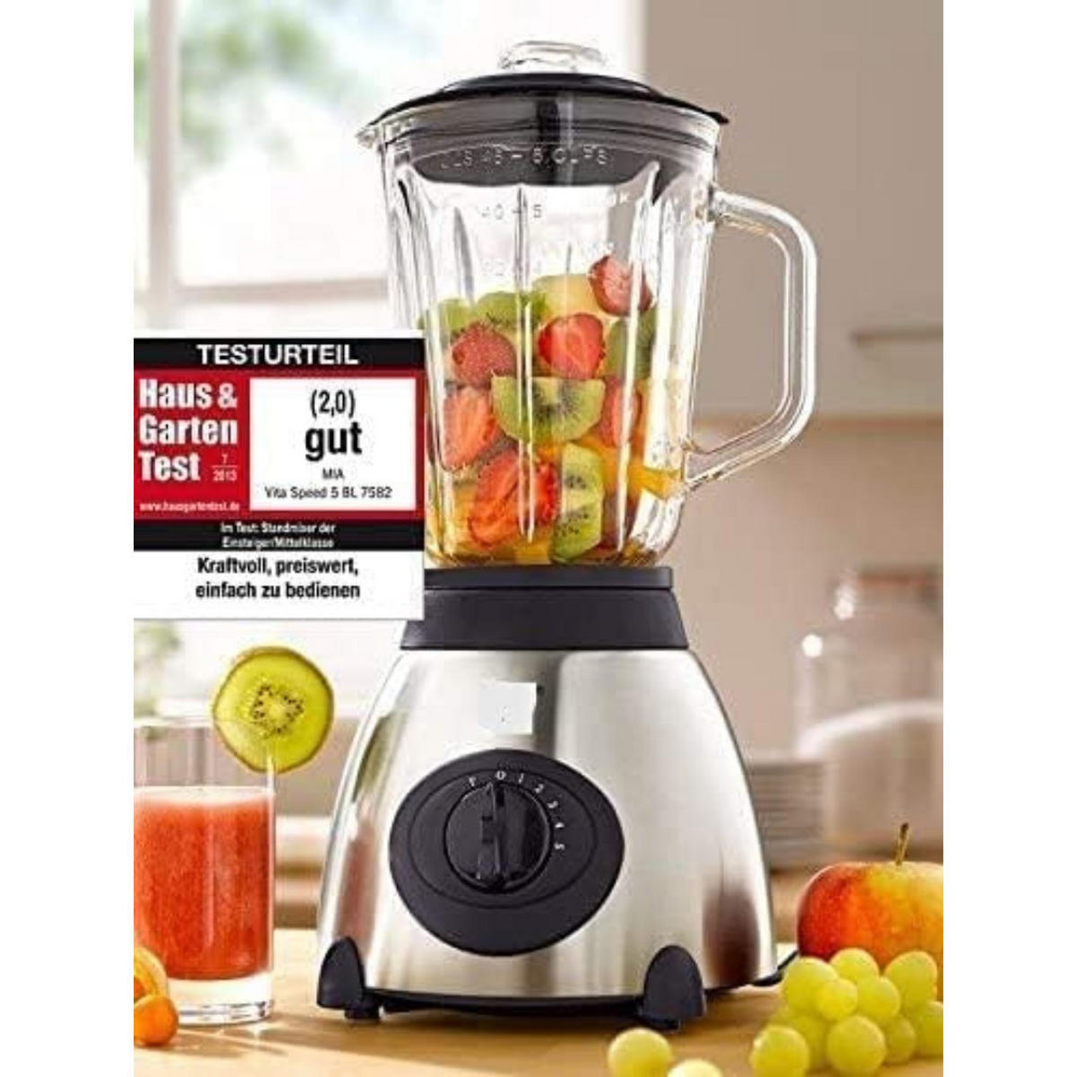 STANDMIXER VITASPEED Edelstahl 1,5L 500W - Transparent/Silberfarben, Glas/Kunststoff (18/40/20cm) - Mia