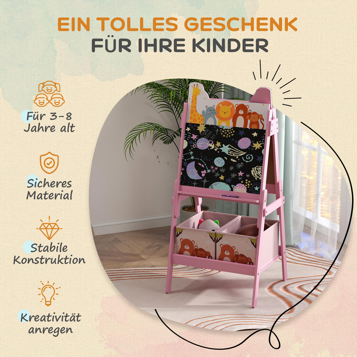 KINDERTAFEL - Rosa, Holzwerkstoff (49/113/53.5cm) - AIYAPLAY