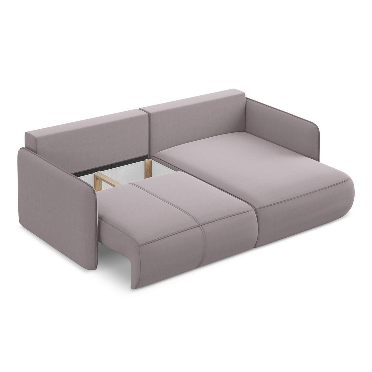 ECKSOFA mit Schlaffunktion Samt Stoff Violett - Lila/Flieder, Kunststoff/Textil (207/148cm) - LaMiaSofa