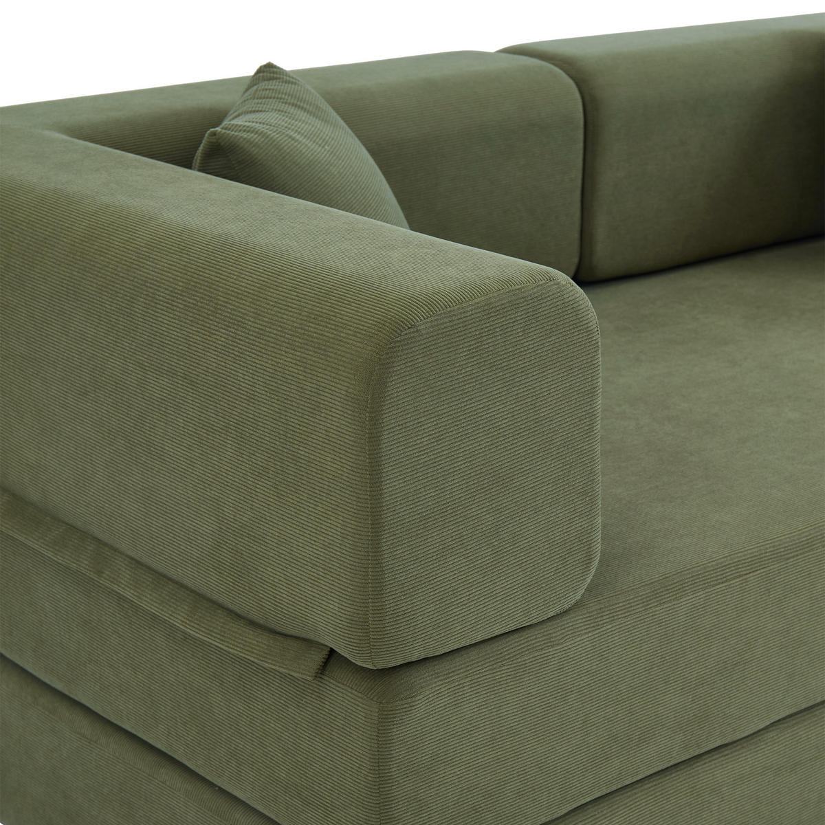 PODNA SOFA s cilindričnim naslonom za leđa, sklopiva, tkanina corduroy - Zelena - zelena, tekstil (100/70/200cm) - KOMHTOM