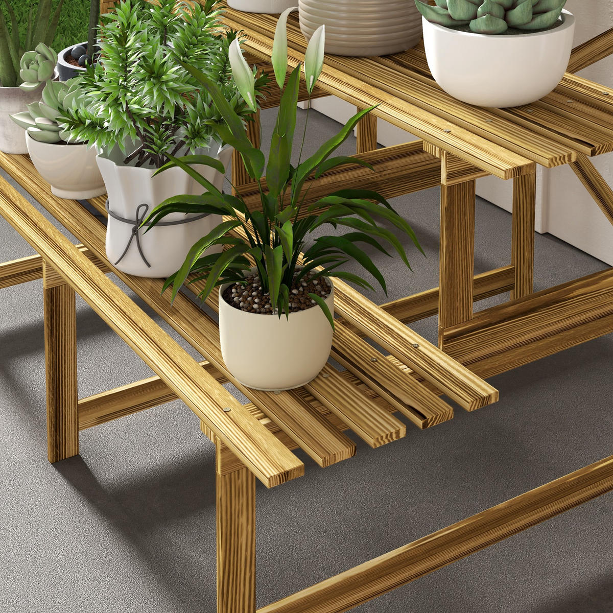 PFLANZENSTÄNDER DE-05436 3 Etagen, Naturholz Natur - Naturfarben, Holz (120/80/78cm) - ComfortXL