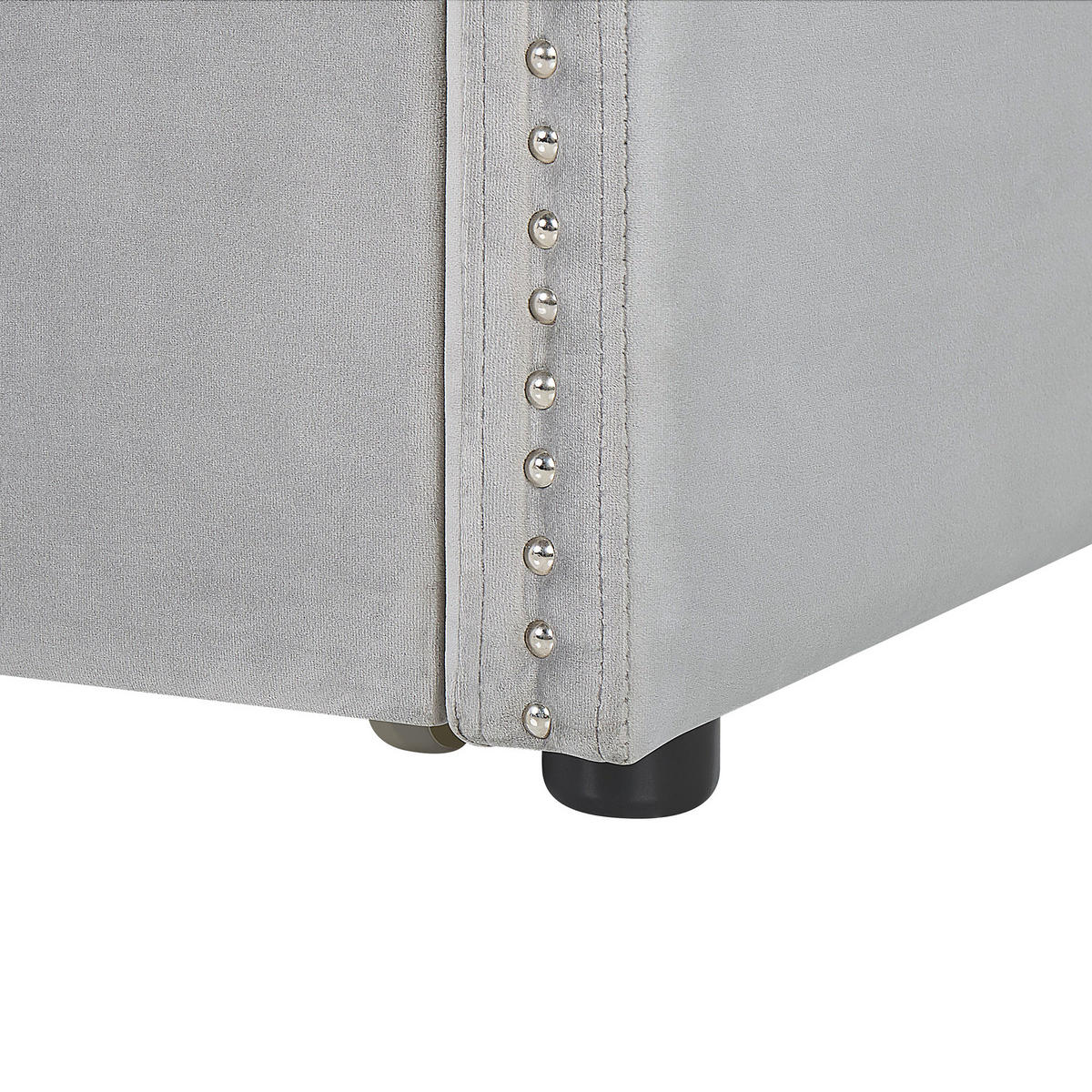 AUSZIEHBETT 90x200 cm Grau Troyes - Hellgrau, Textil (90/200cm) - Beliani