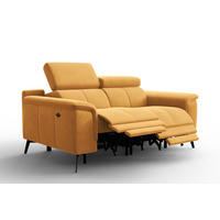 SOFA RELAX FIERO 2-Sitzer, Gelber Veloursstoff - Gelb/Schwarz, Holz/Textil (170/82/103cm) - Courtois Laville