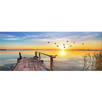 GLASBILD 80x30 cm Steg Sonnenuntergang - Gelb, Glas (80/30cm) - artissimo