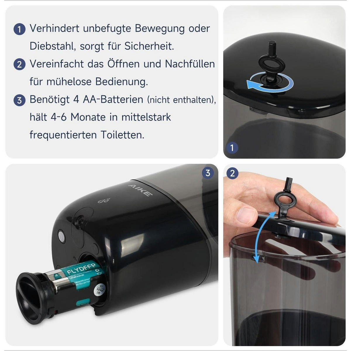 SEIFENSPENDER Automatisch Wandmontage 650 ml Schwarz - Schwarz, Kunststoff (10.6/20/11.7cm)
