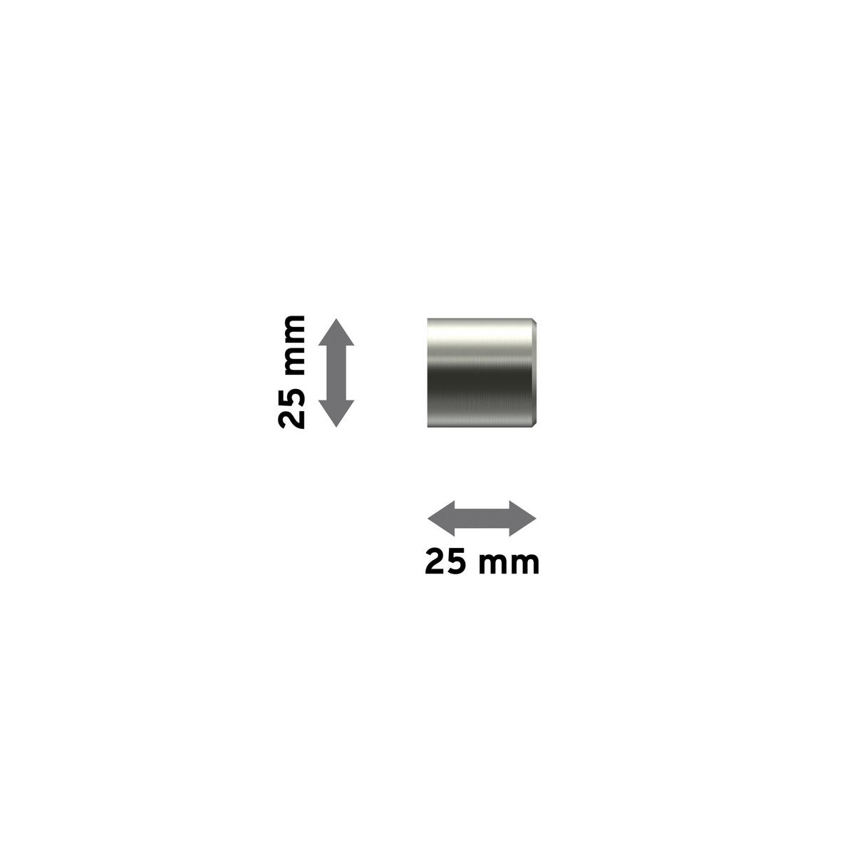 ENDSTÜCKE FÜR GARDINENSTANGEN 20 mm Ø, Santo Edelstahl, Packung 2 Stück - Edelstahlfarben, Metall (2.5/2.5/2.5cm) - INTERDECO