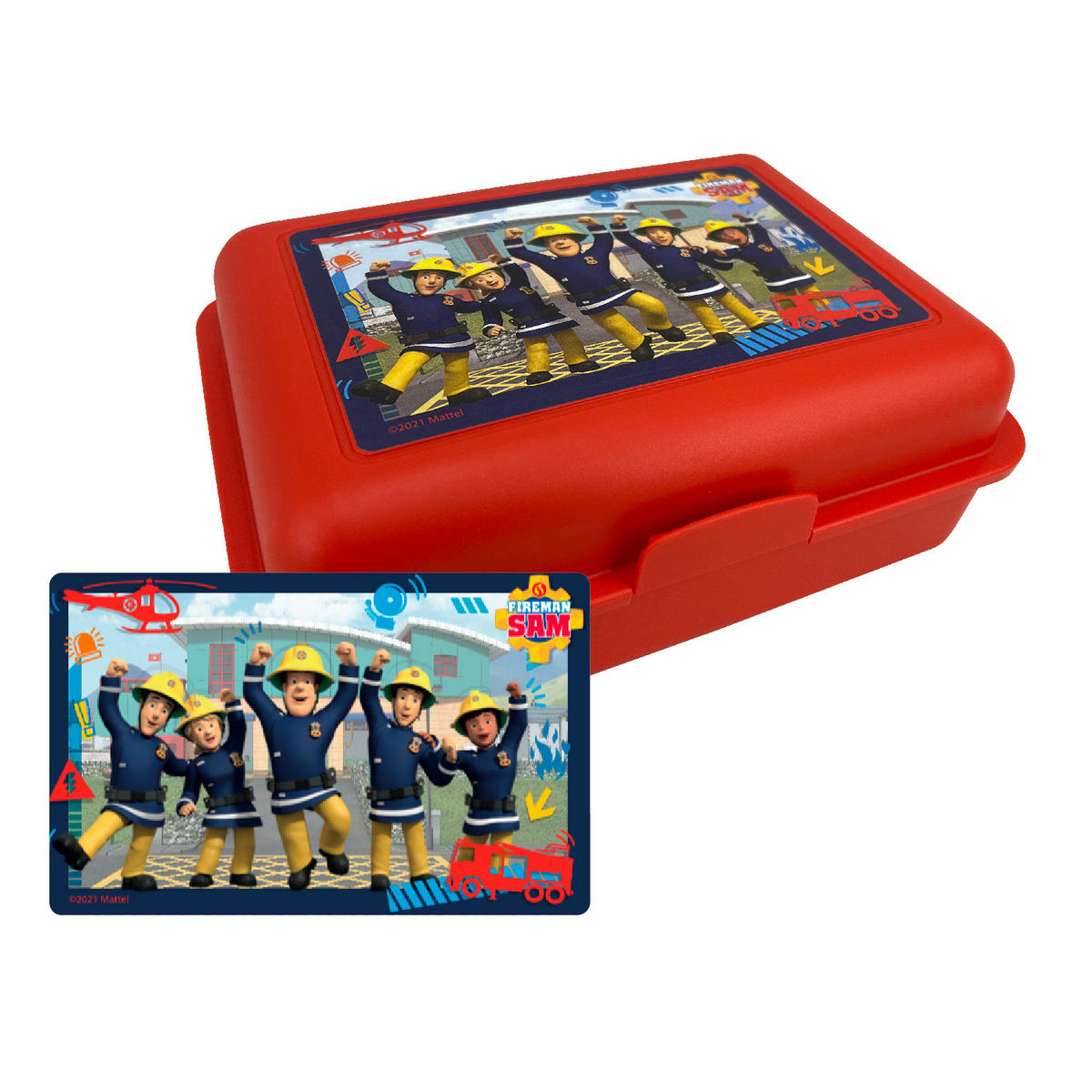 BROTDOSE Feuerwehrmann Sam Team Rot 17,5 x 12,8 x 6,9 cm - Rot, Kunststoff (17.5/6.9/12.8cm) - Chiemsee