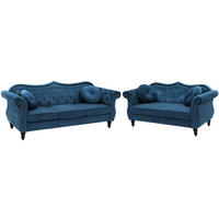 5-SITZER SOFA SET Samtstoff Blau Skien - Blau, Textil (200/91/83cm) - Beliani