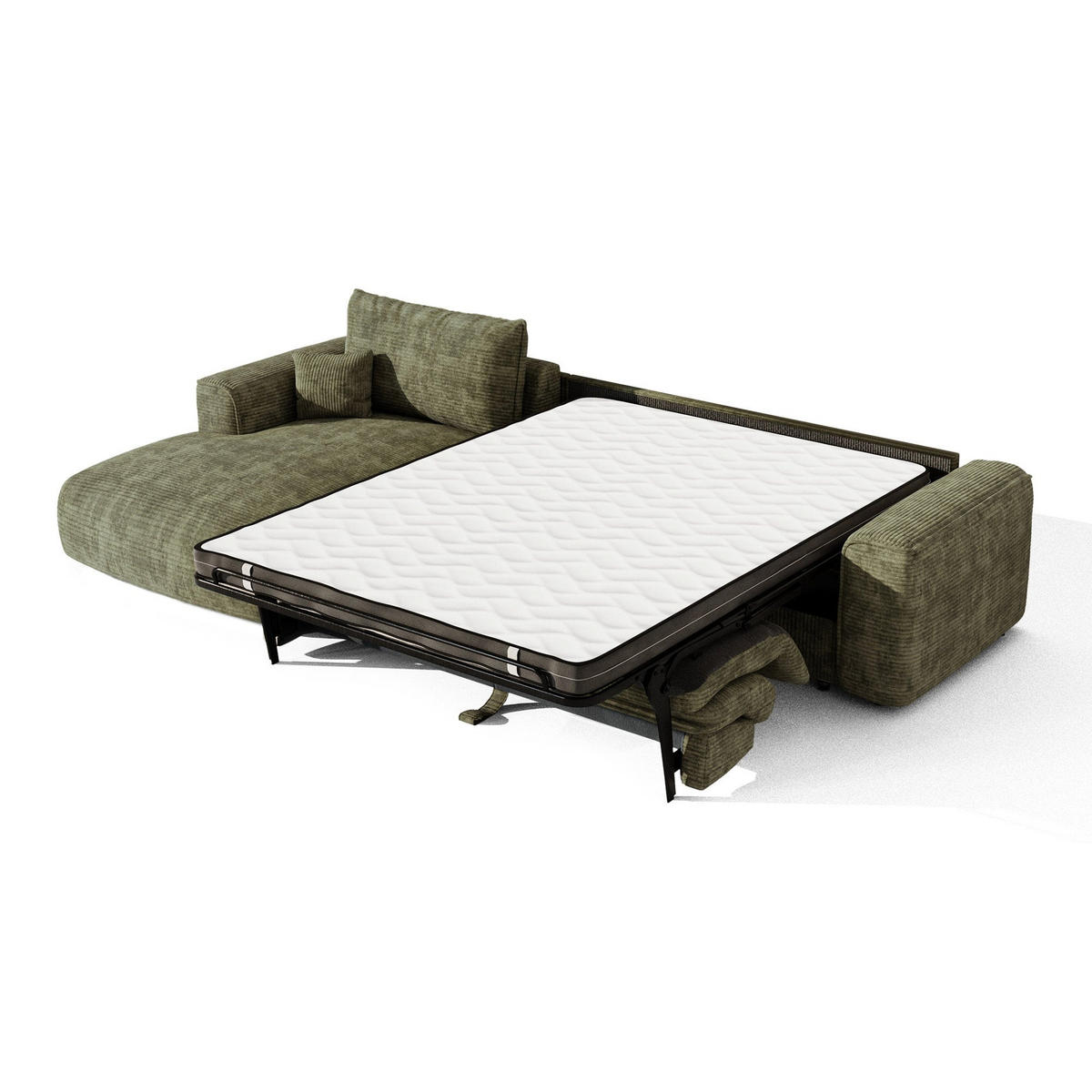 SCHLAFSOFA Express COMO Cord Olivgrün 300cm - Olivgrün/Grün, Textil (300/165cm) - Premium Interiors
