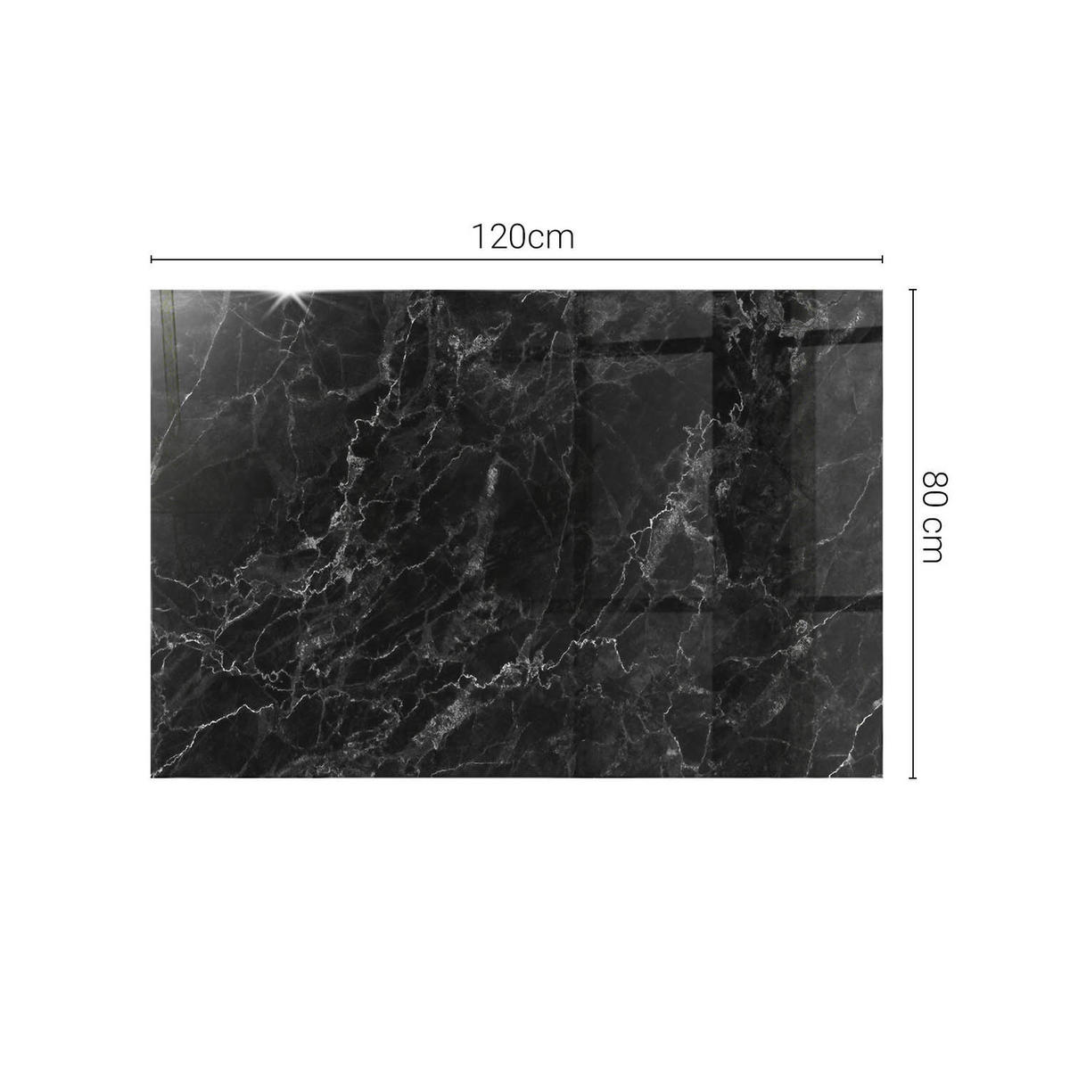 TISCHPLATTE 120x80 cm Marmoriert mit Aderung - Schwarz, Glas (0.4/120/80cm) - TULUP