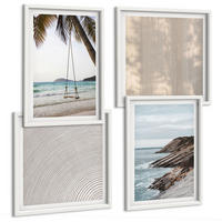 BILDER SET 4er Set - 50x50 cm & 40x60 cm Weißer Rahmen - Sommerlicher Sandstrand mit Meerblick - Weiß, Kunststoff (50/50cm) - TULUP