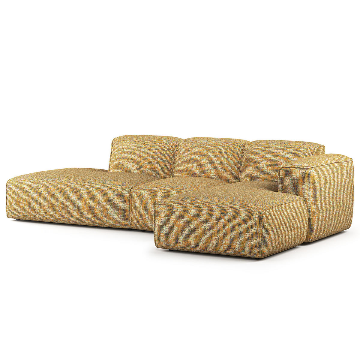 ECKSOFA mit Chaiselongue - Schwarz/Honig, Kunststoff/Textil (290/173cm) - home24