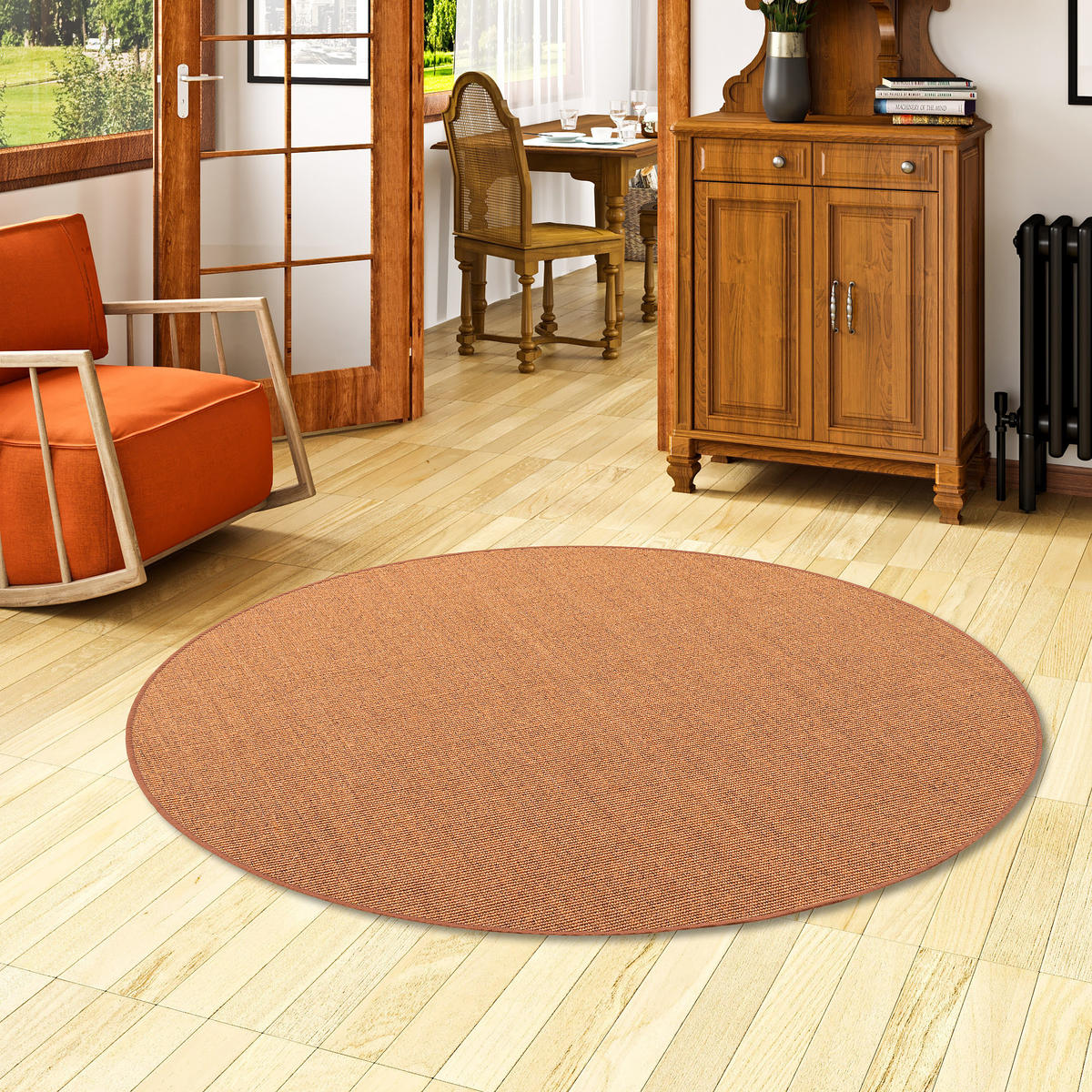 SISAL NATUR TEPPICH RUND - Braun, Textil (133/133cm) - Snapstyle
