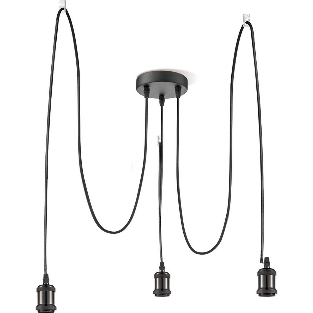 HÄNGELEUCHTE OLIVER Metall schwarz, 3-flammig, Ø200 cm - Schwarz, Metall (200/200/100cm) - Globo Lighting