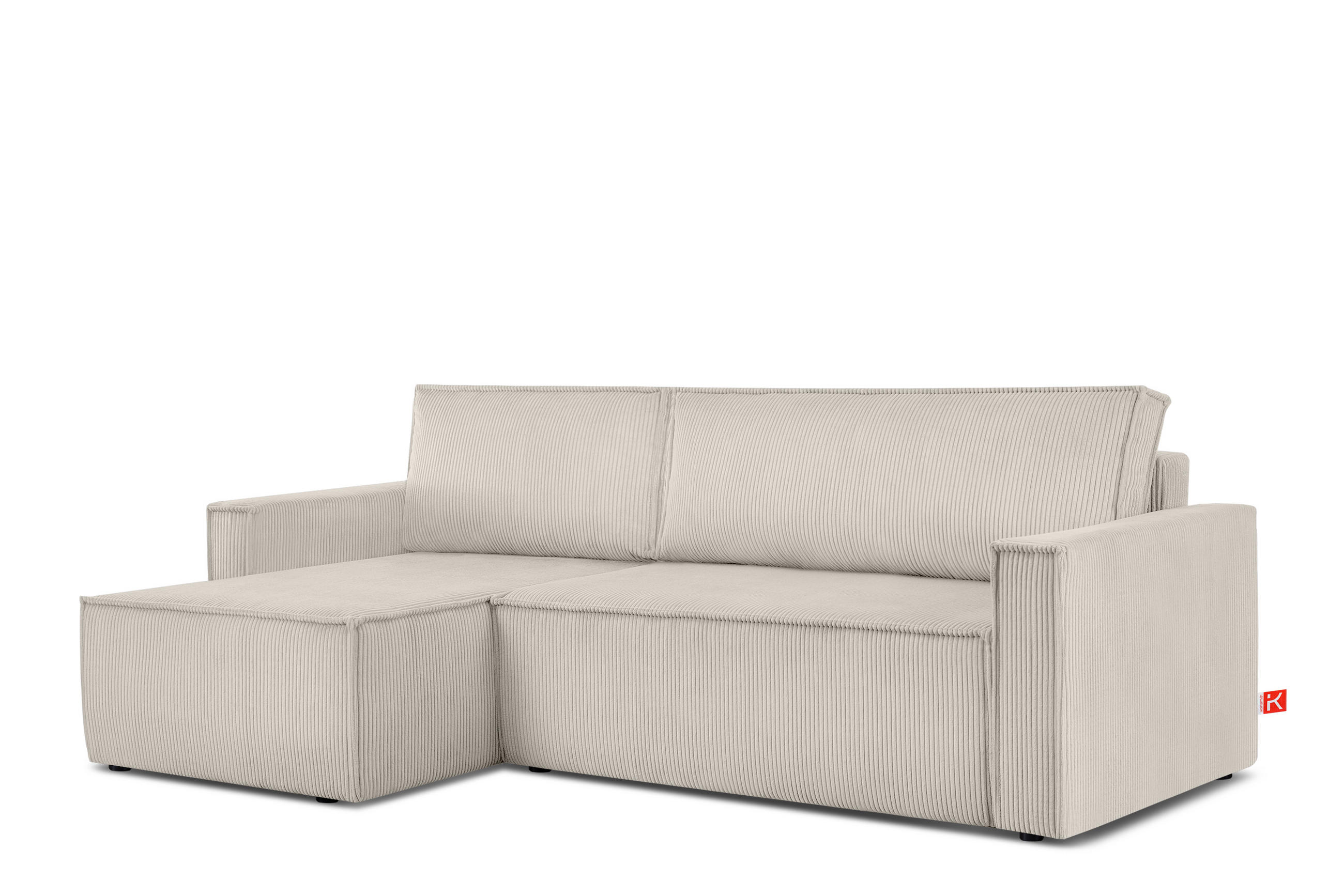 ECKSOFA-LINKS/RECHTS NAPI Schlaffunktion mit Cordbezug, creme - Creme/Schwarz, Textil (246/148cm) - KONSIMO®