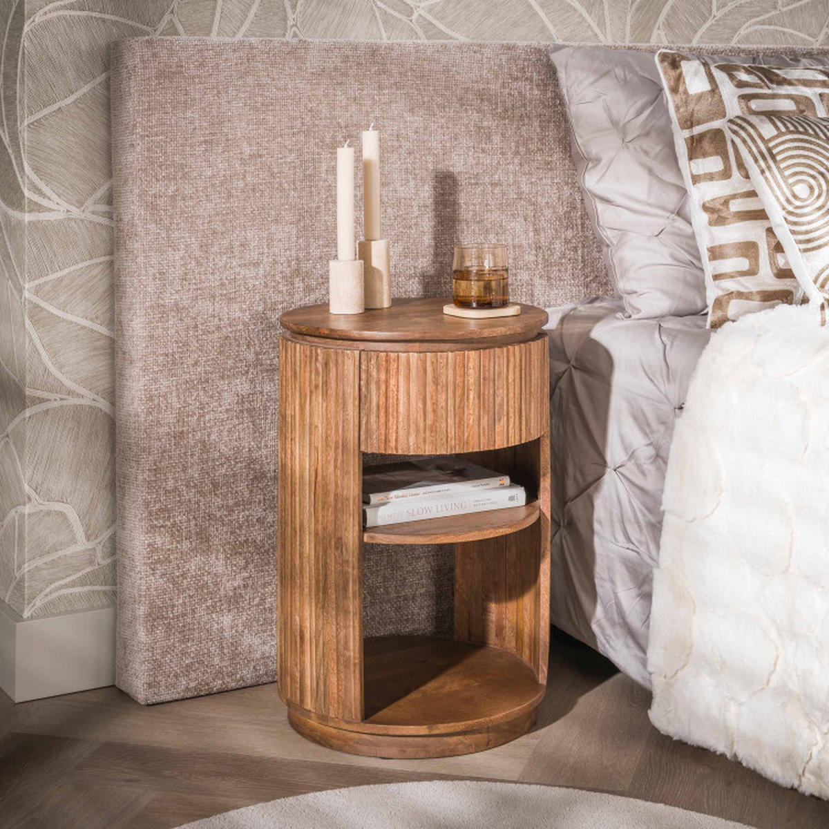 NACHTTISCH Nola Beige 40/40/60 cm - Beige, Textil (40/60/40cm) - Hoyz Collection