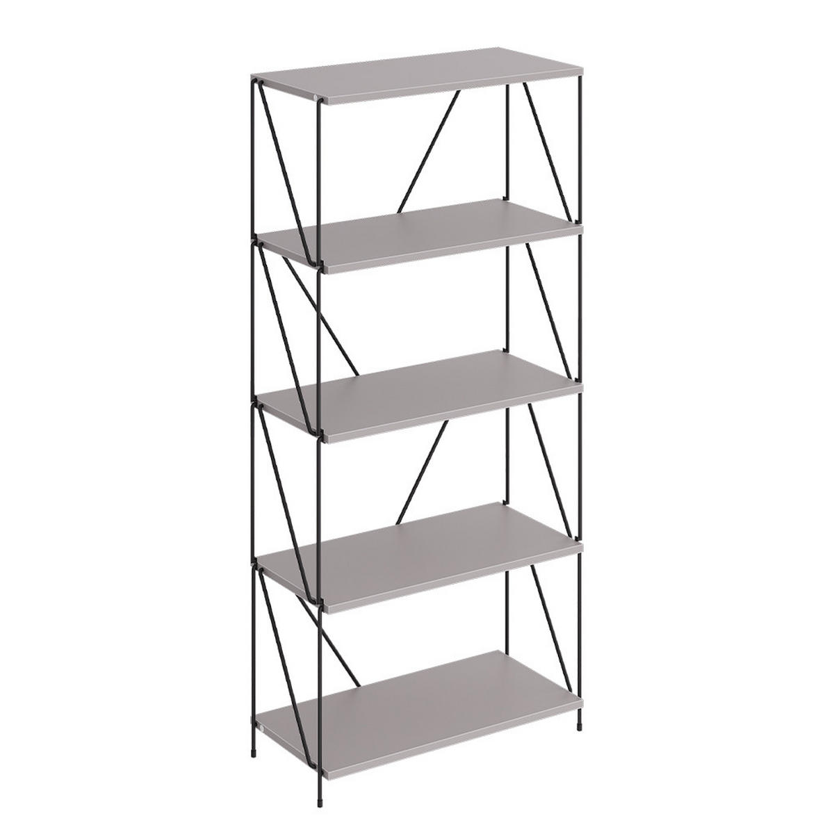 BÜCHERREGAL Ravix Greige/Schwarz 60 x 134.5 cm - Schwarz/Grau, Holzwerkstoff (60/134.5/30cm) - Vicco