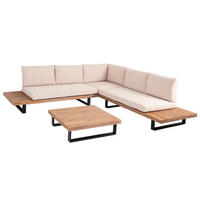 GARTEN-GARNITUR Schwarz, Braun, Beige - Beige/Schwarz, Holz - MCW