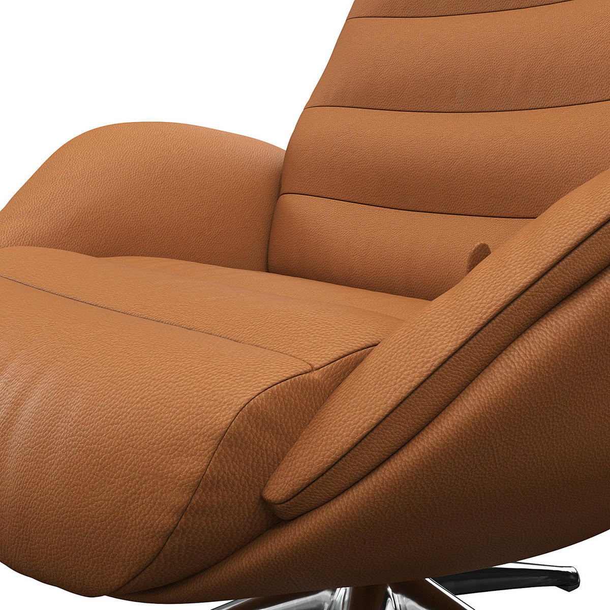 RELAXSESSEL - Chromfarben/Cognac, Leder/Metall (90/107/90cm) - home24