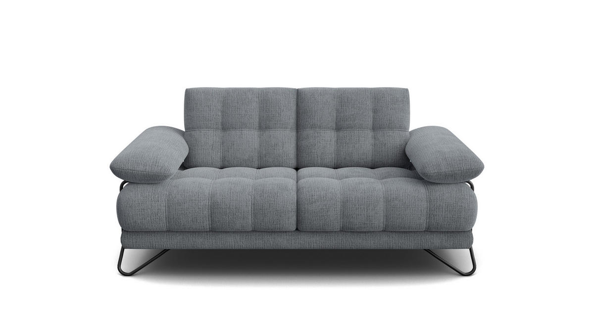 SOFA BUBBARA 2-Sitzer, dunkelgrau - Dunkelgrau/Schwarz, Holz/Textil (185/87/96cm) - Courtois Laville