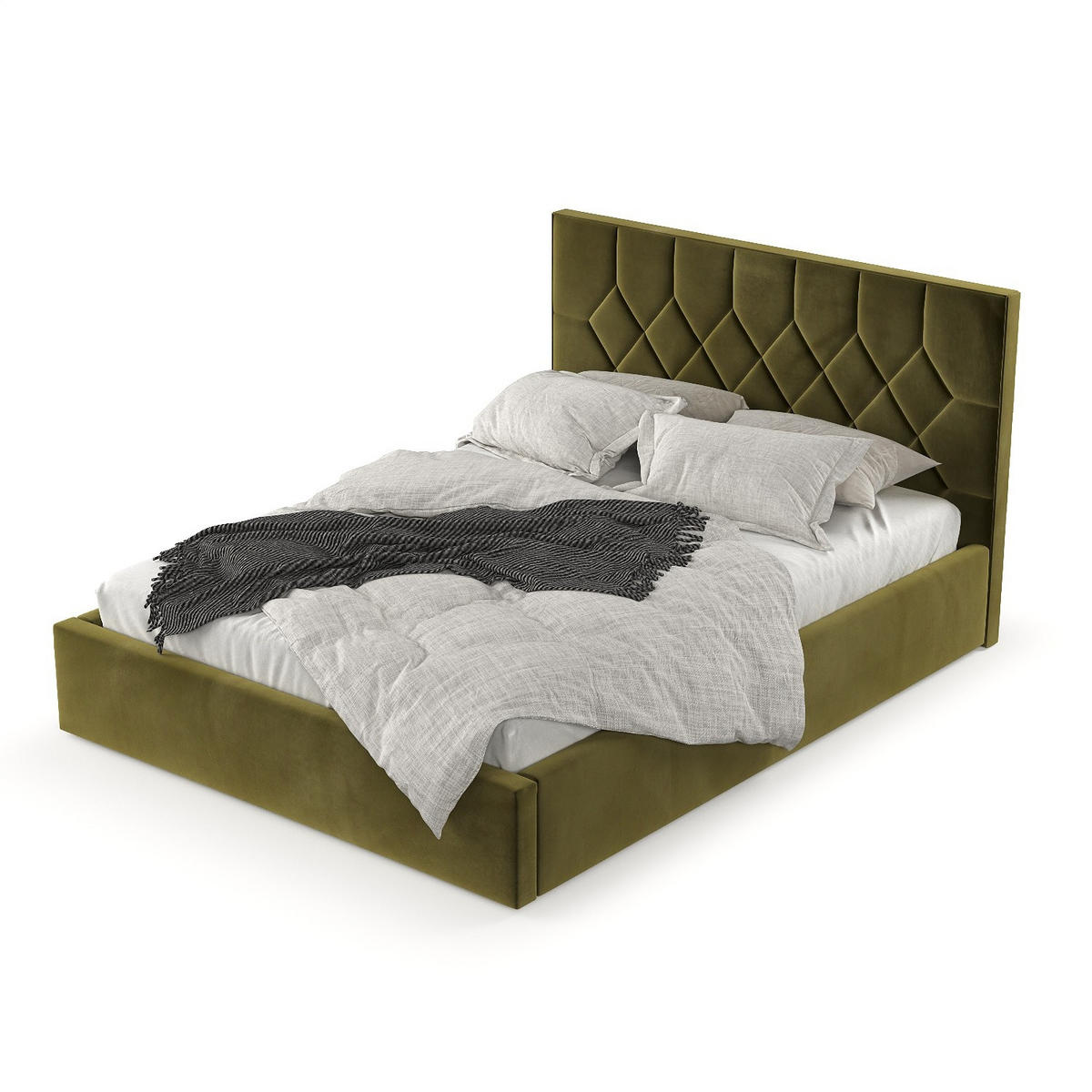 POLSTERBETT Brisa 140/200 cm Olivgrün im Kronos Stoff - Schwarz/Naturfarben, Holz/Holzwerkstoff (140/200cm) - AltaBeds