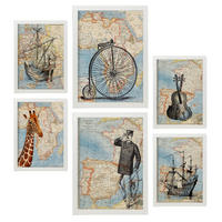 POSTER Set Mit 6 Vintage Ästhetische Karte Größe A3 & A4 Weißer Rahmen - Weiß, Papier (29.7/1cm) - Nacnic