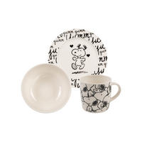 FRÜHSTÜCKSSET The Peanuts Snoopy Weiß/Schwarz 3-teilig - Multicolor, Keramik (23.8/11.2/23.3cm) - United Labels