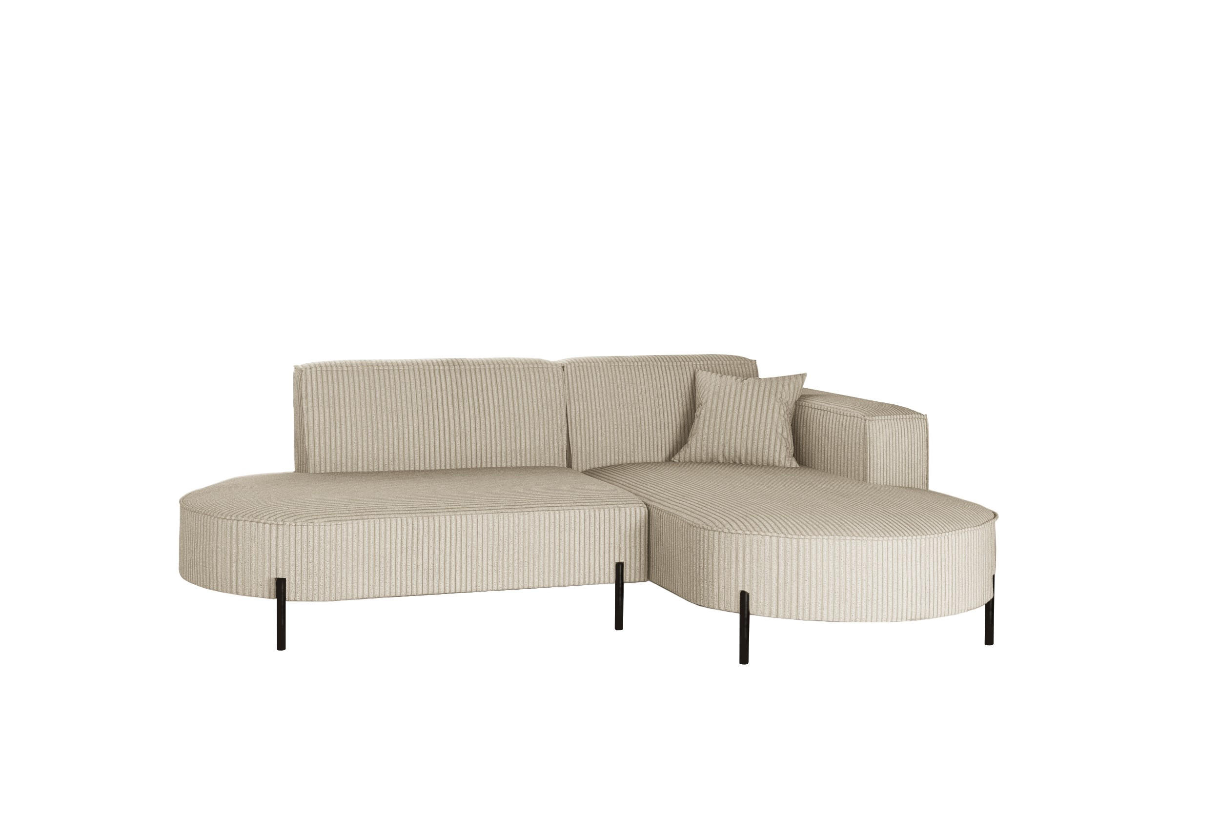 ECKSOFA L-Form Designer Modena Rein stoff Poso Beige Rechts - Creme, Holzwerkstoff (236/165cm) - Kaiser Möbel