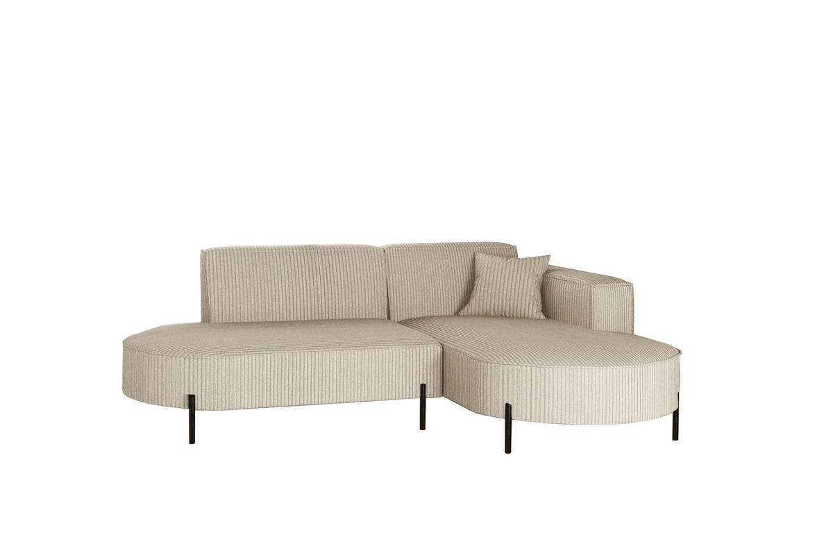 ECKSOFA L-Form Designer Modena Rein stoff Cord Beige Rechts - Creme, Holzwerkstoff (236/165cm) - Kaiser Möbel
