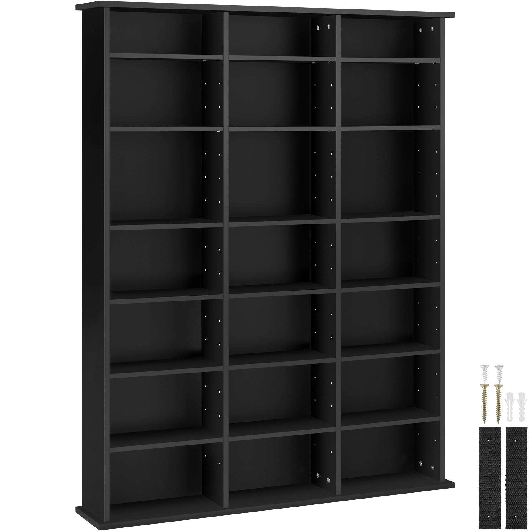 CD/DVD Regal Stevie,105,5 x 19 x 136,5 cm,schwarz - Schwarz, Holz (19/136.5/105.5cm) - tectake