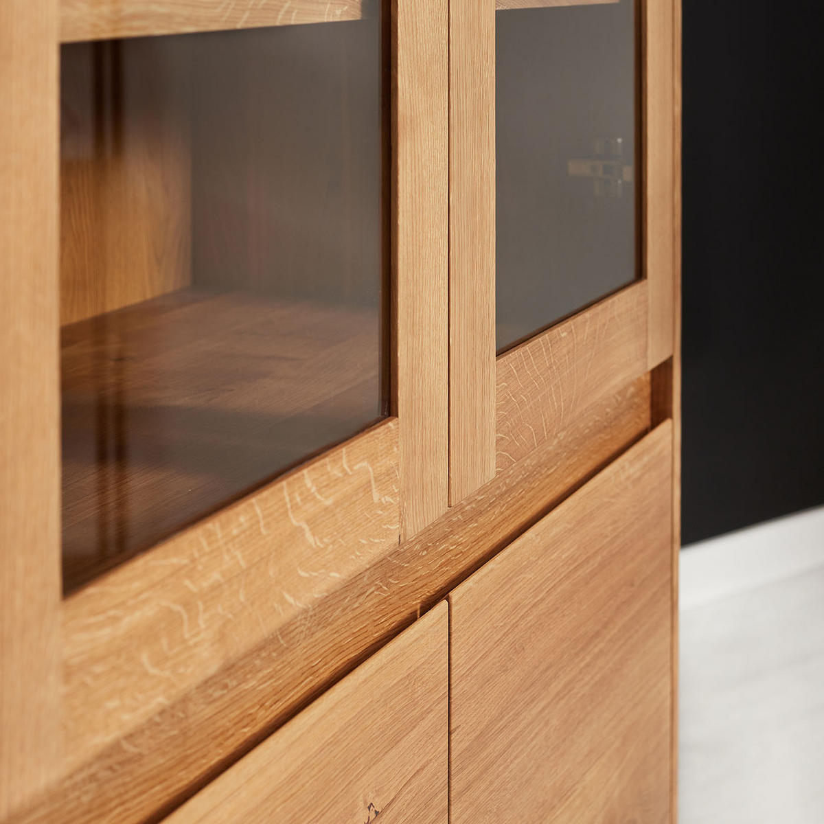 VITRINE Horizon aus massivem Eichenholz 100 cm - Eichefarben/Naturfarben, Holz (100/200/45cm) - Danzz