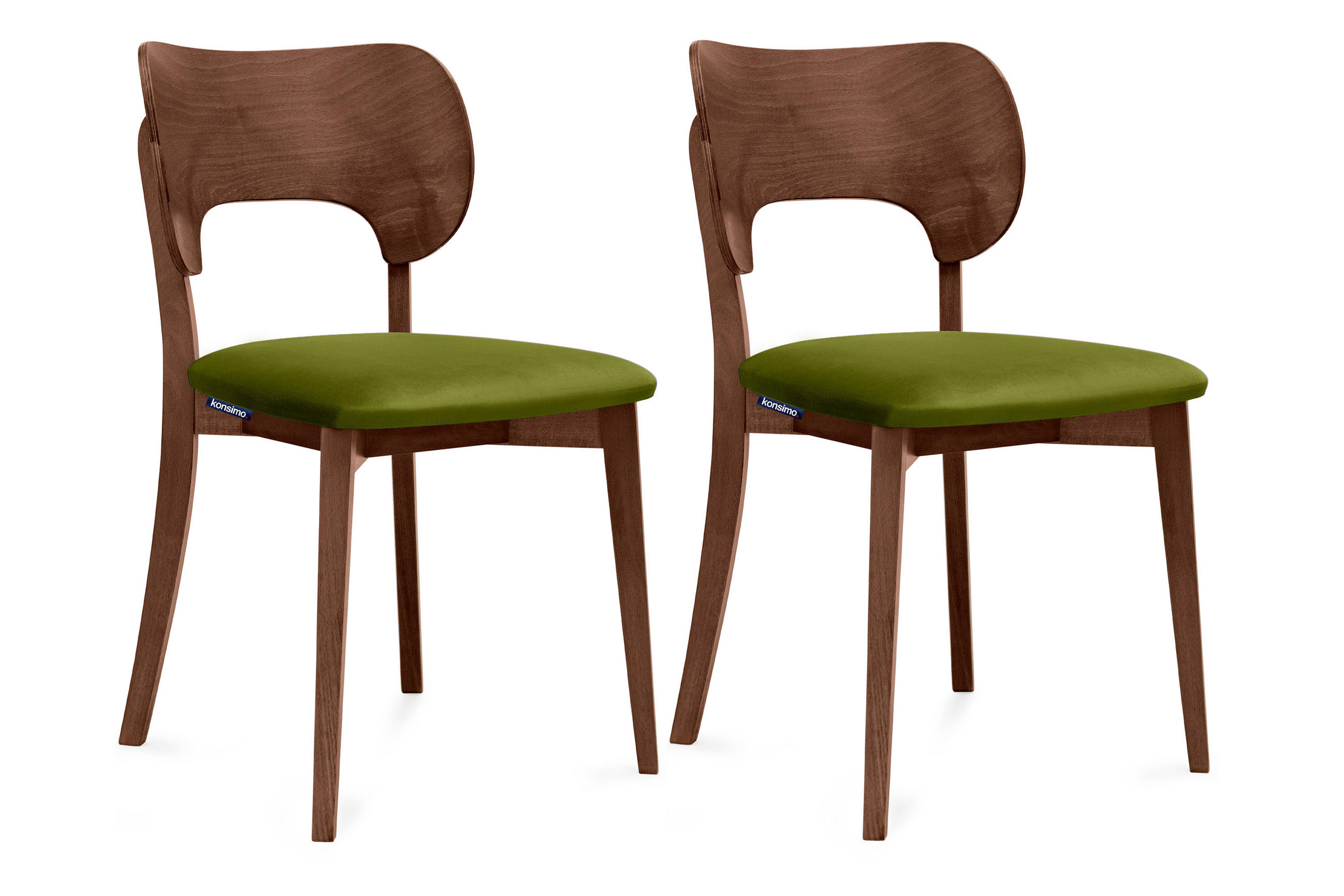 ESSZIMMERSTÜHLE LYCO (2er-Set), oliv / Walnuss mittel - Walnussfarben/Olivgrün, Holz/Buchenholz (47/81/45cm) - KONSIMO®