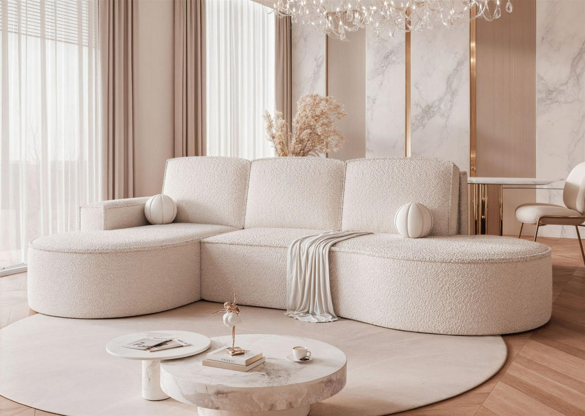 ECKSOFA Arlet Mit Schlaffunktion - Creme, Holzwerkstoff/Textil (277/156cm) - Fun Möbel