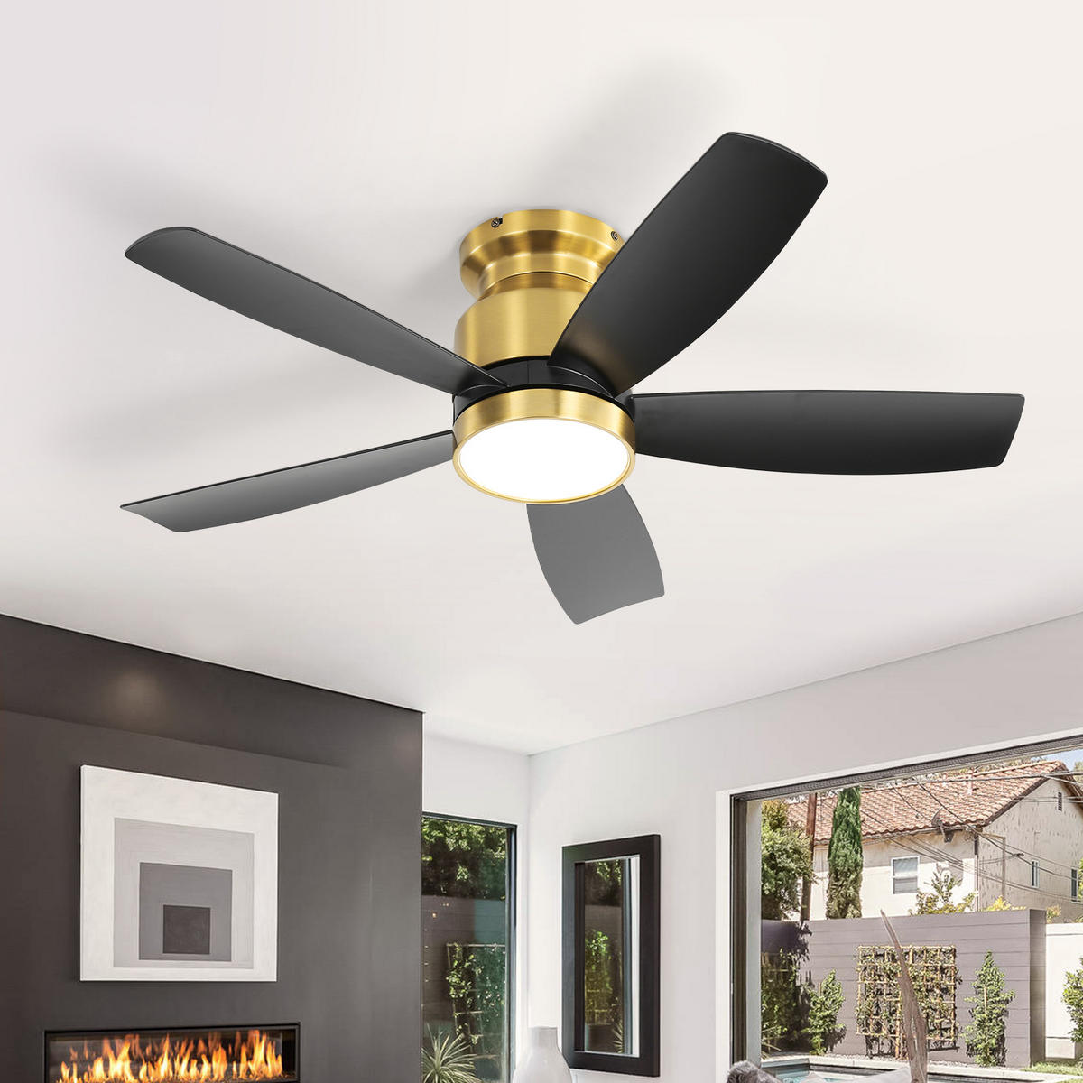 DECKENVENTILATOR DE-16277 42 Zoll mit LED & Fernbedienung Schwarz - Schwarz, Kunststoff (106.68/106.68/36.3cm) - ComfortXL