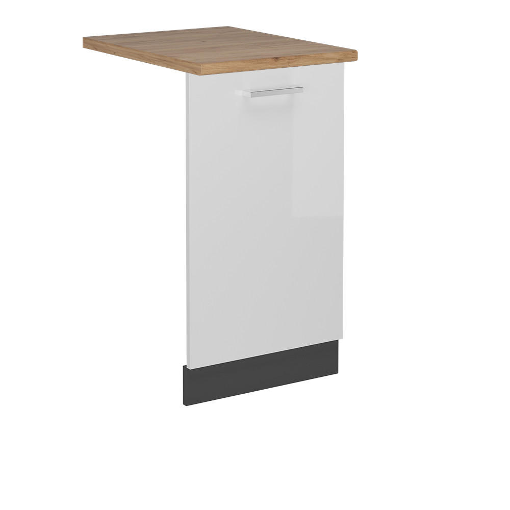 GESCHIRRSPÜLBLENDE R-Line Weiß Hochglanz 45 cm , AP Eiche - Weiß Hochglanz/Anthrazit, Holzwerkstoff (45/81.8/1.6cm) - Vicco