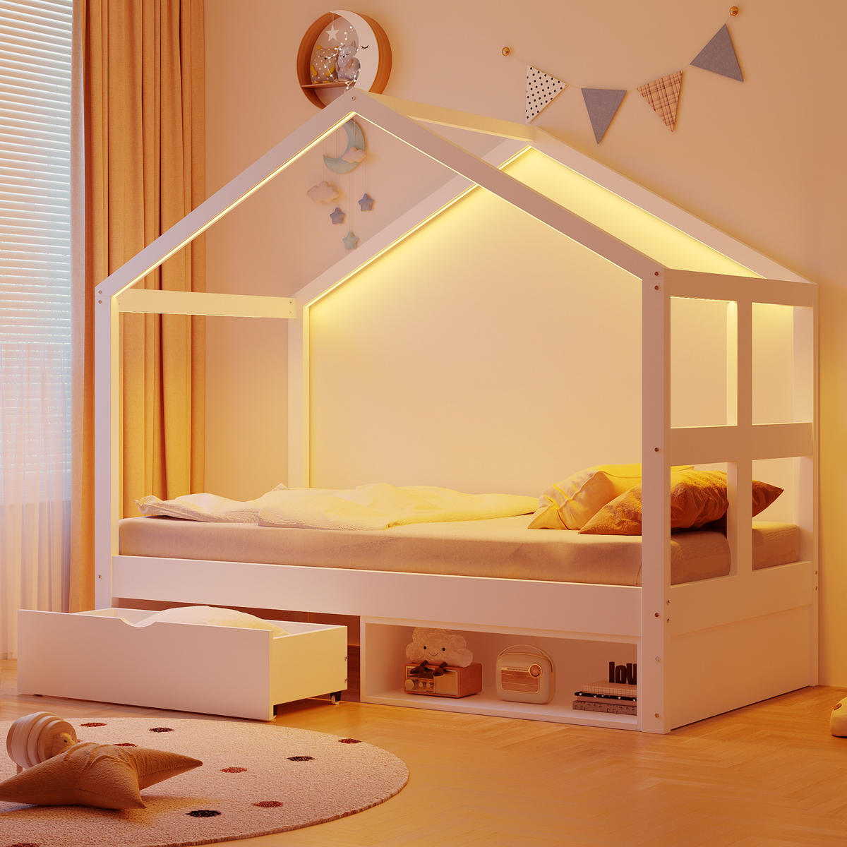 HAUSBETT 90/190 cm Weiß - Weiß, Holz - Raumix