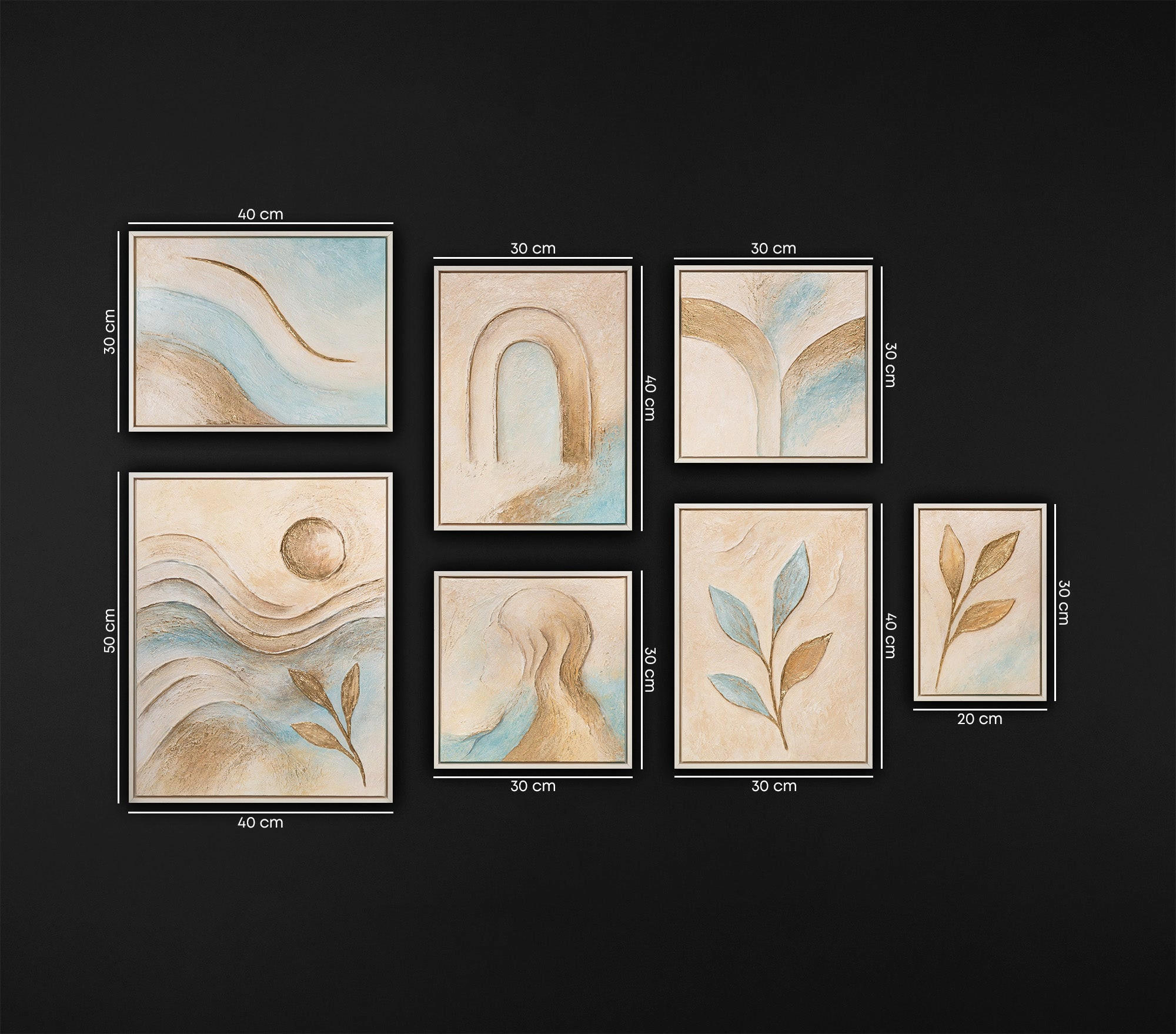 GEMÄLDE Sanftheit des Augenblicks Schattenfugenrahmen Beige 7-teilig - Beige, Holz (120/80cm) - YS-art gallery