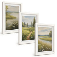 BILDER SET 3er Set - 20x30 cm Weißer Rahmen - Frühlingslandschaft Flusswiese - Weiß, Kunststoff (20/30cm) - TULUP