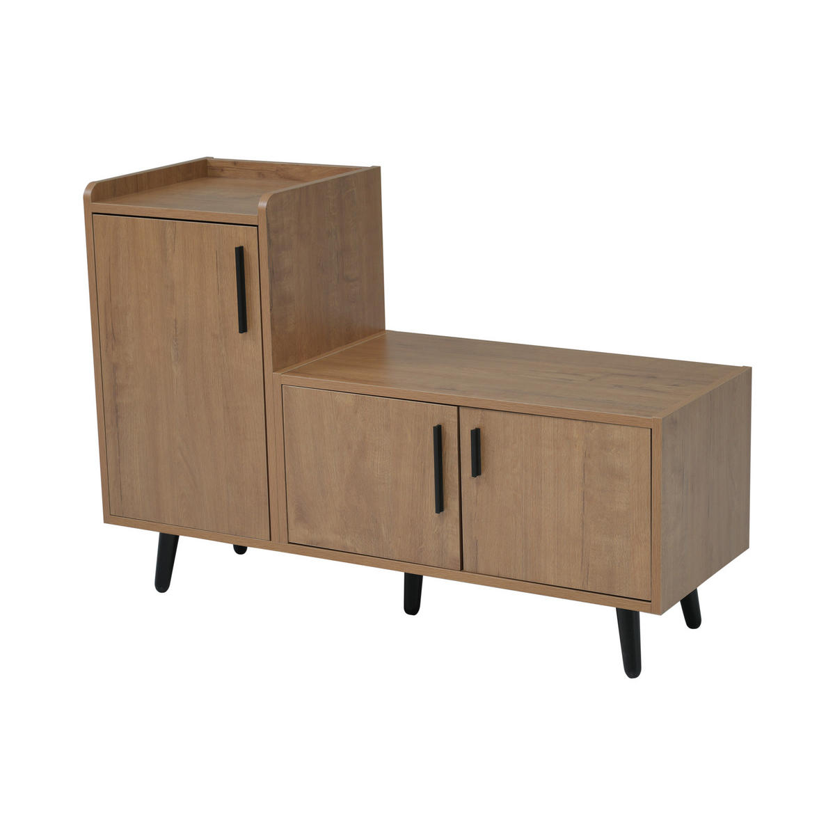 SCHUHBANK natur-optik, 3 türen & gepolsterte sitzfläche - Naturfarben, Holzwerkstoff (100/68.5/34cm) - Urban Meuble
