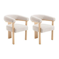 STUHL mit Armlehnen 2er-Set - Cord & Kautschukholz natur - Beige - LIVELIA - Beige, Textil (60/78/64cm) - Vente-Unique