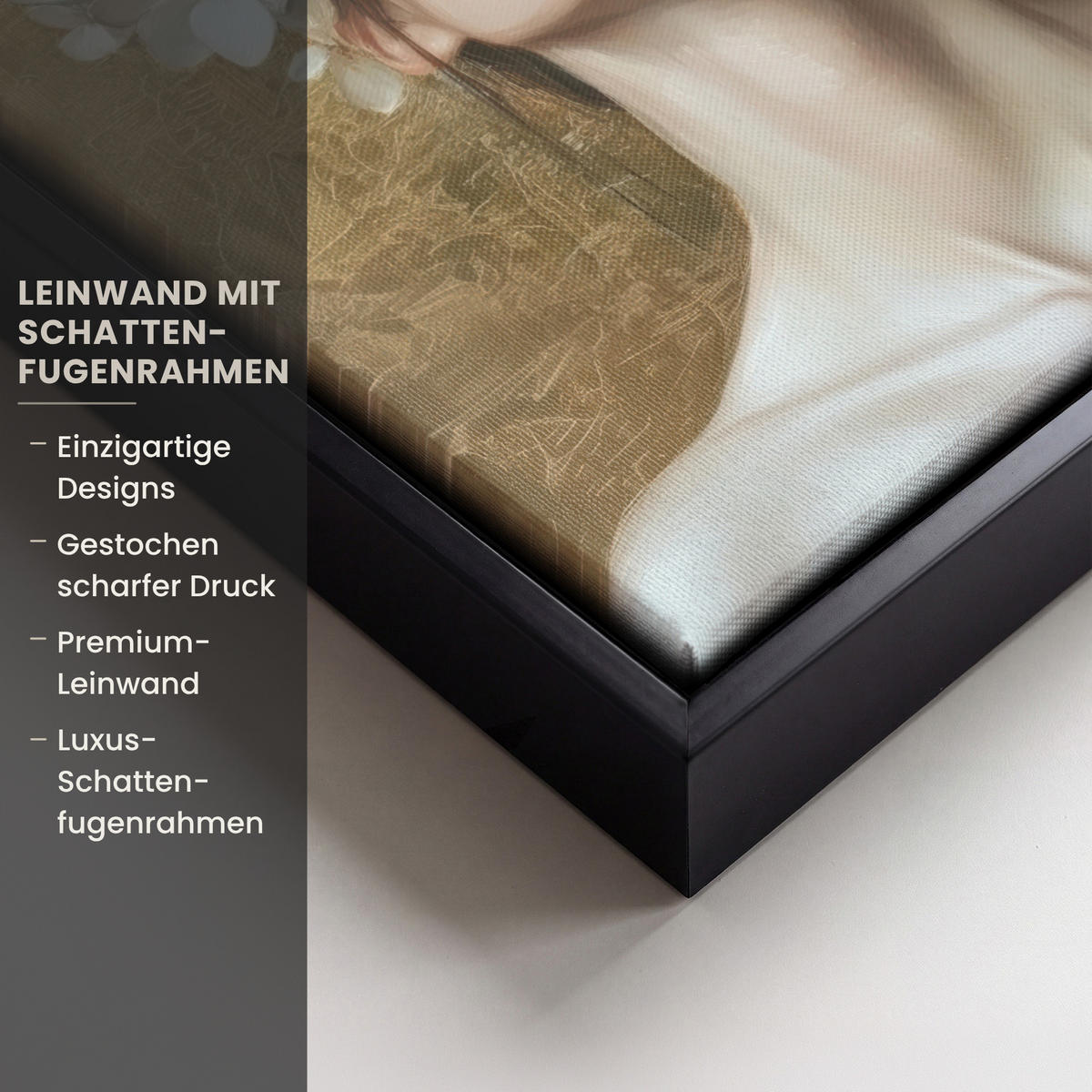 LEINWAND Bilder mit Rahmen - Gesicht - Blumen - Gold - Abstrakt - 20x30 - Goldfarben, Textil (20/30cm) - MuchoWow