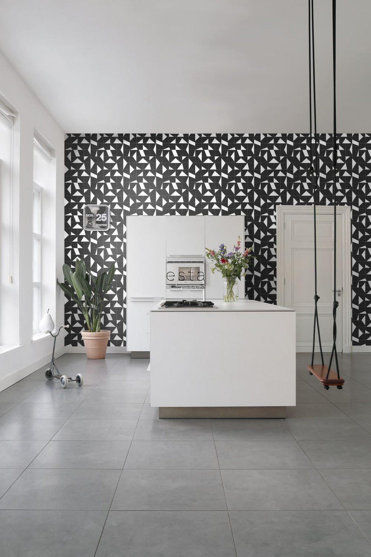 TAPETE Fliesenmuster 53 cm x 10.05 m - Schwarz, Papier (53/1000cm) - ESTAhome