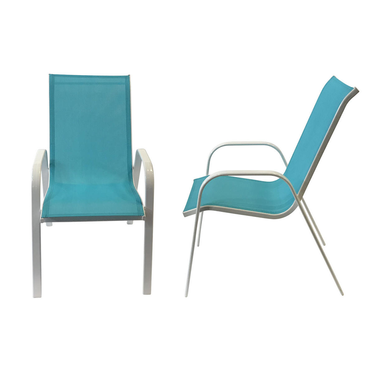 GARTENSTÜHLE Marbella Blau und Weiß 6er-Set - Blau, Kunststoff (56.5/92.5/76cm) - Happy Garden
