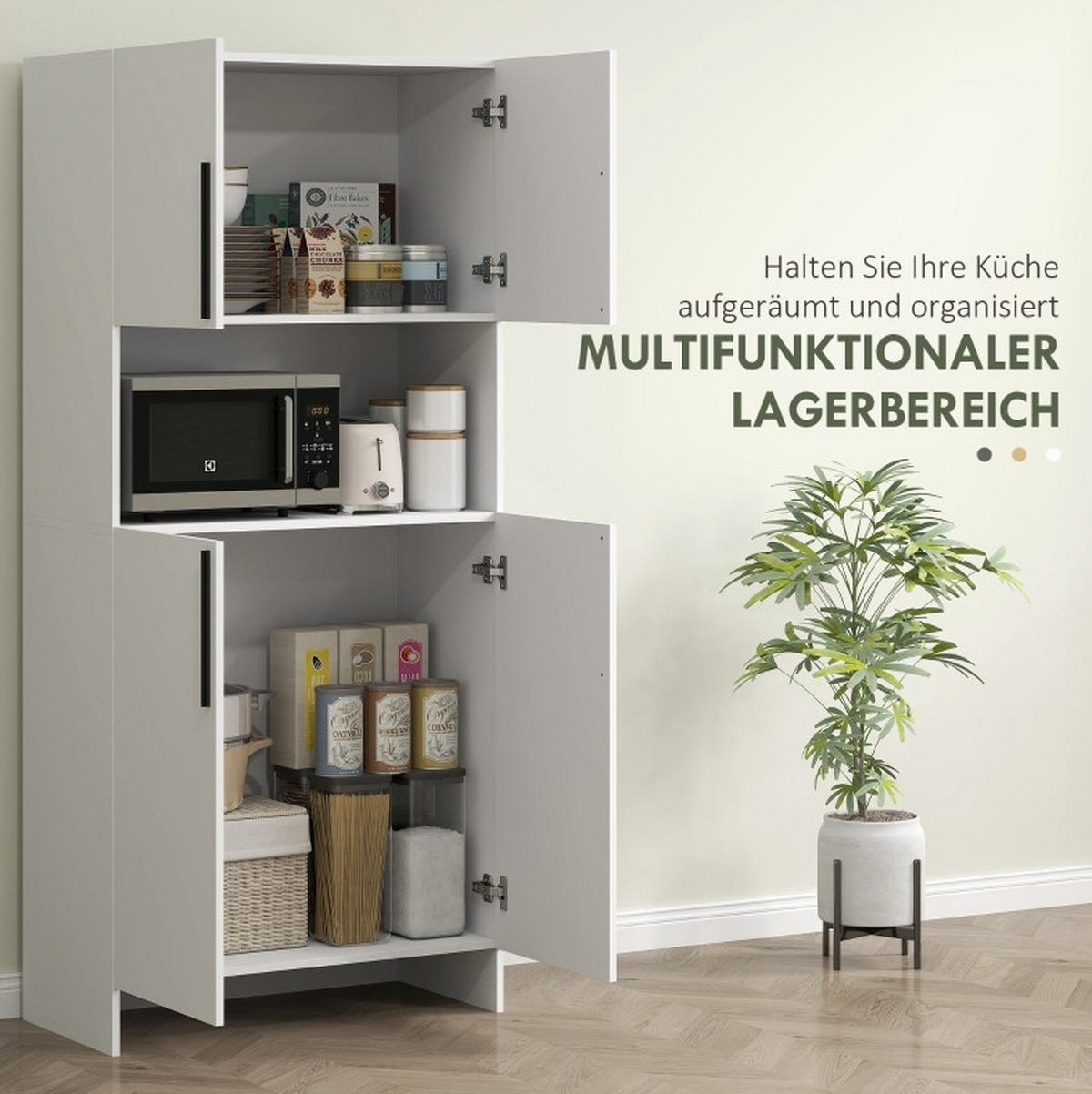 BUFFET 79/175/40 cm Weiß aus Holz mit Kippschutz - Weiß, Holz (40/175/79cm) - OKMYHOME
