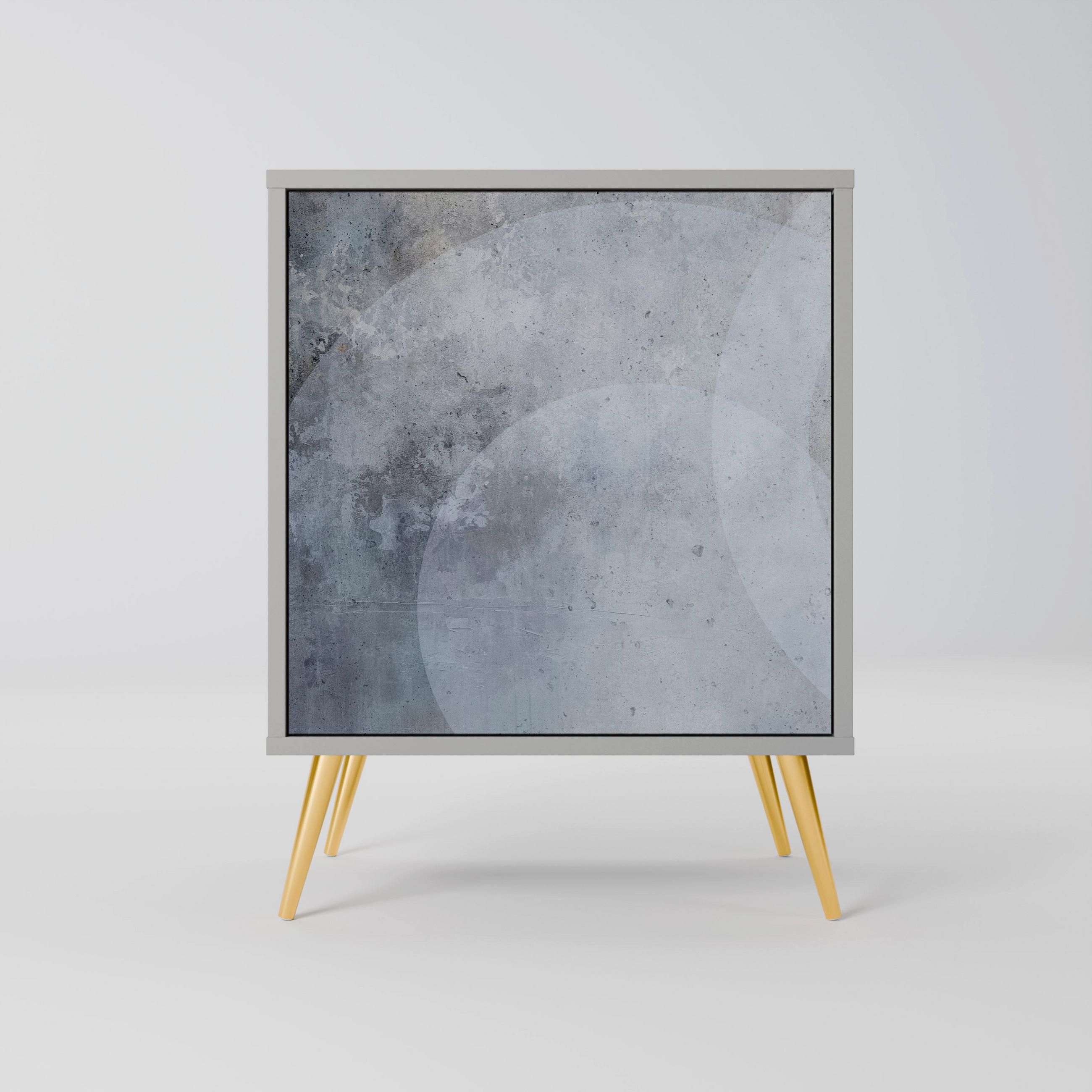 SIDEBOARD MUTED ARC, Grau, 57,5x42x75,5 cm, Goldfarbene Metallfüße - Goldfarben/Multicolor, Holzwerkstoff/Metall (57.5/75.5/42cm) - SpaceRebels