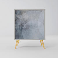 SIDEBOARD MUTED ARC, Grau, 57,5x42x75,5 cm, Goldfarbene Metallfüße - Goldfarben/Multicolor, Holzwerkstoff/Metall (57.5/75.5/42cm) - SpaceRebels