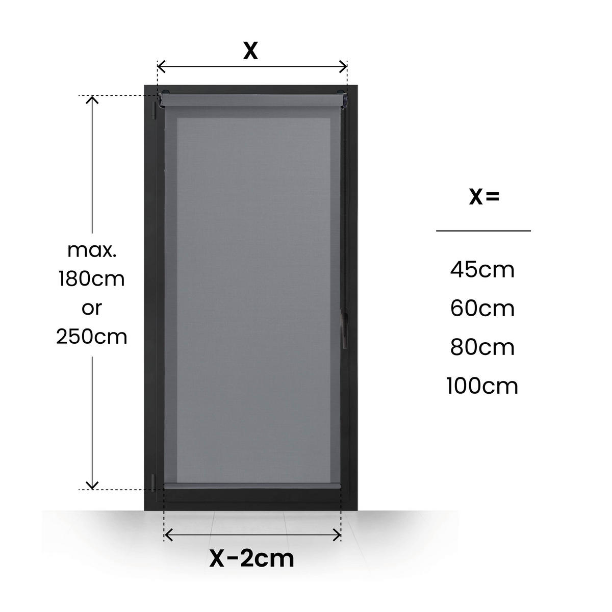 SCREEN-ROLLO Plus Easyfix Dunkelgrau 60x250 - Graphitfarben, Kunststoff (60/250/1cm) - STORESDECO