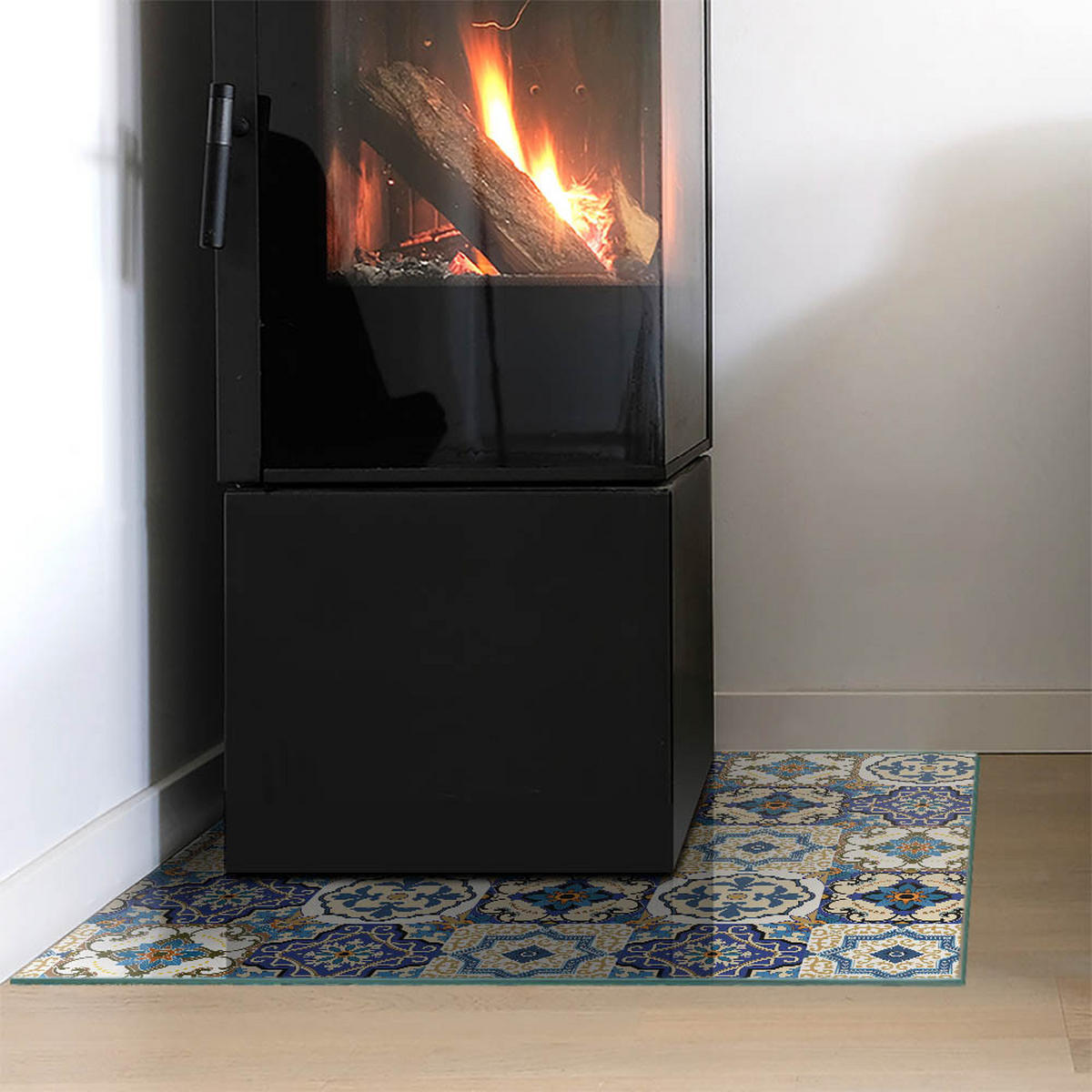 GLASPLATTE für Kamin 60x60 cm - Blau, Glas (60/60/0.4cm) - TULUP