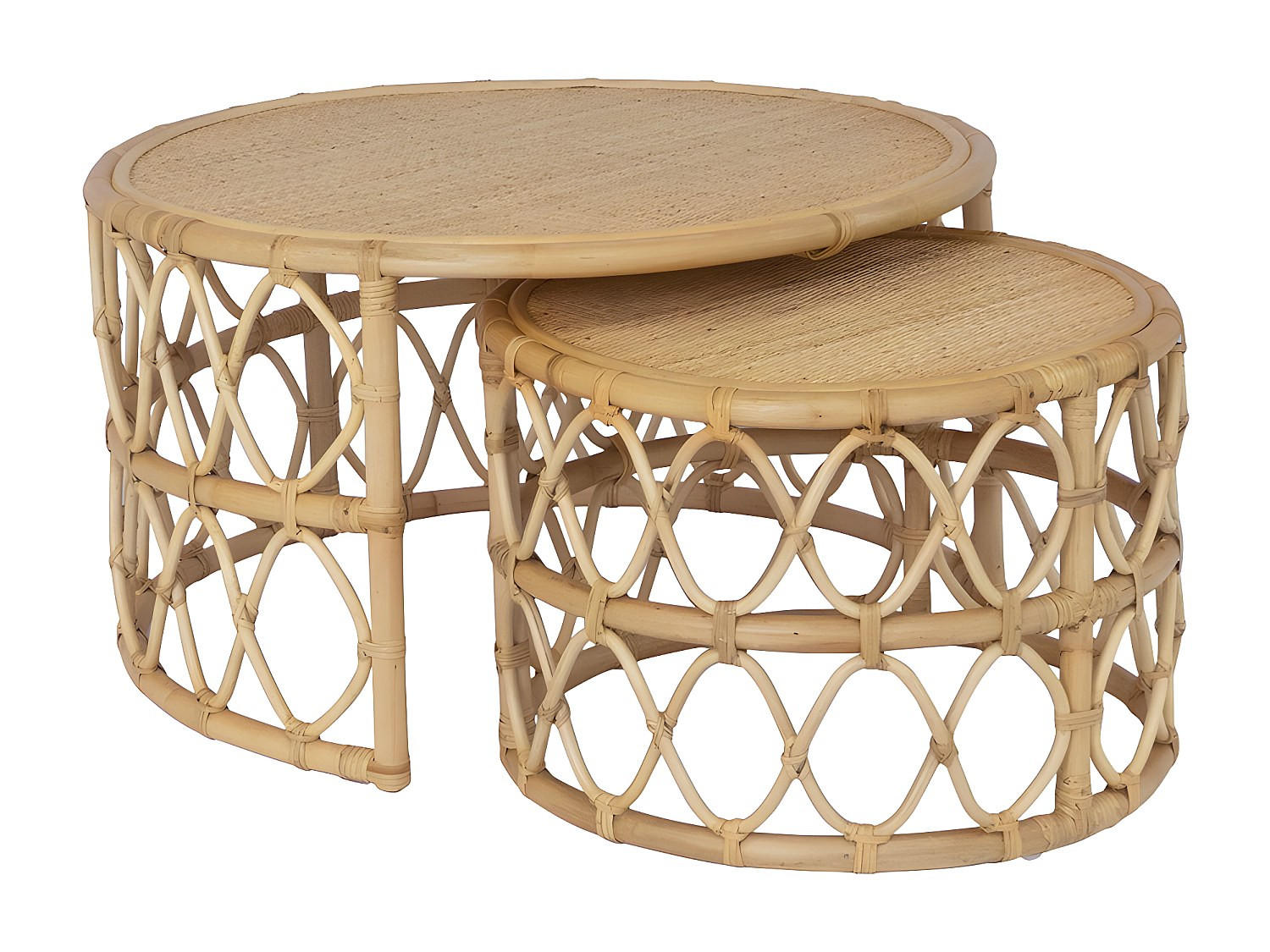 2ER-SET Couchtisch - Rattan - Naturfarben - RONITA - Naturfarben, Holzwerkstoff (80/80/45cm) - Vente-Unique